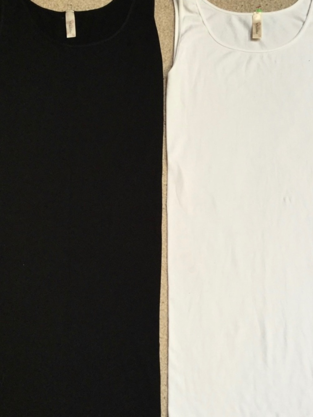 2 Nikibiki Extra Long Tank Tops-1 Black 1 White O/S